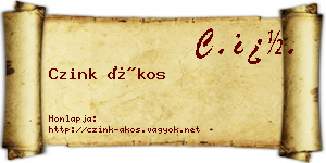 Czink Ákos névjegykártya